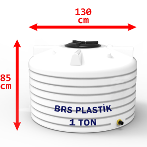 1 Tonluk Basık Plastik Su Deposu Beyaz