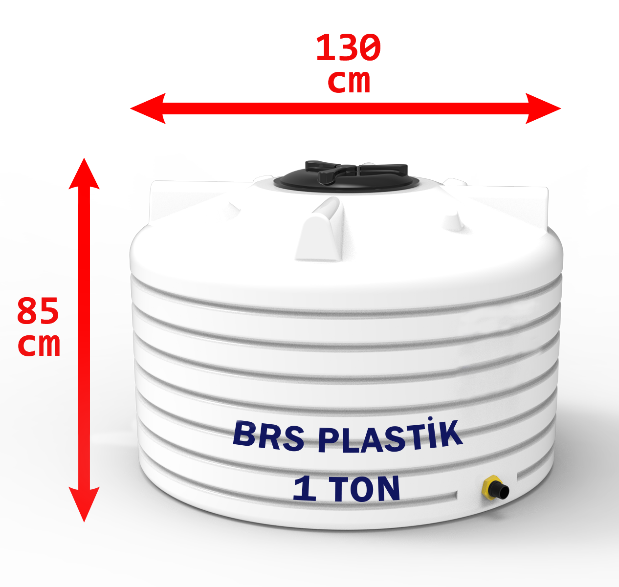 1 Tonluk Basık Plastik Su Deposu Beyaz