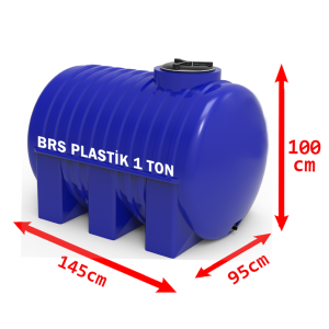 1 Tonluk Yatay Plastik Su Deposu Mavi