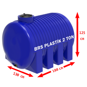 2 Tonluk Yatay Plastik Su Deposu Mavi