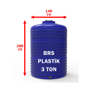 3 Tonluk Dikey Plastik Su Deposu Mavi