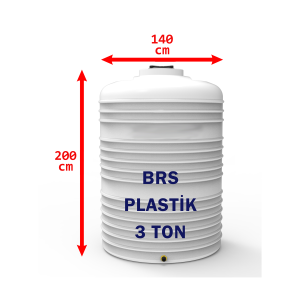 3 Tonluk Dikey Plastik Su Deposu Beyaz