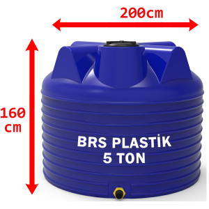 5 Ton Dikey Plastik Su Deposu Mavi