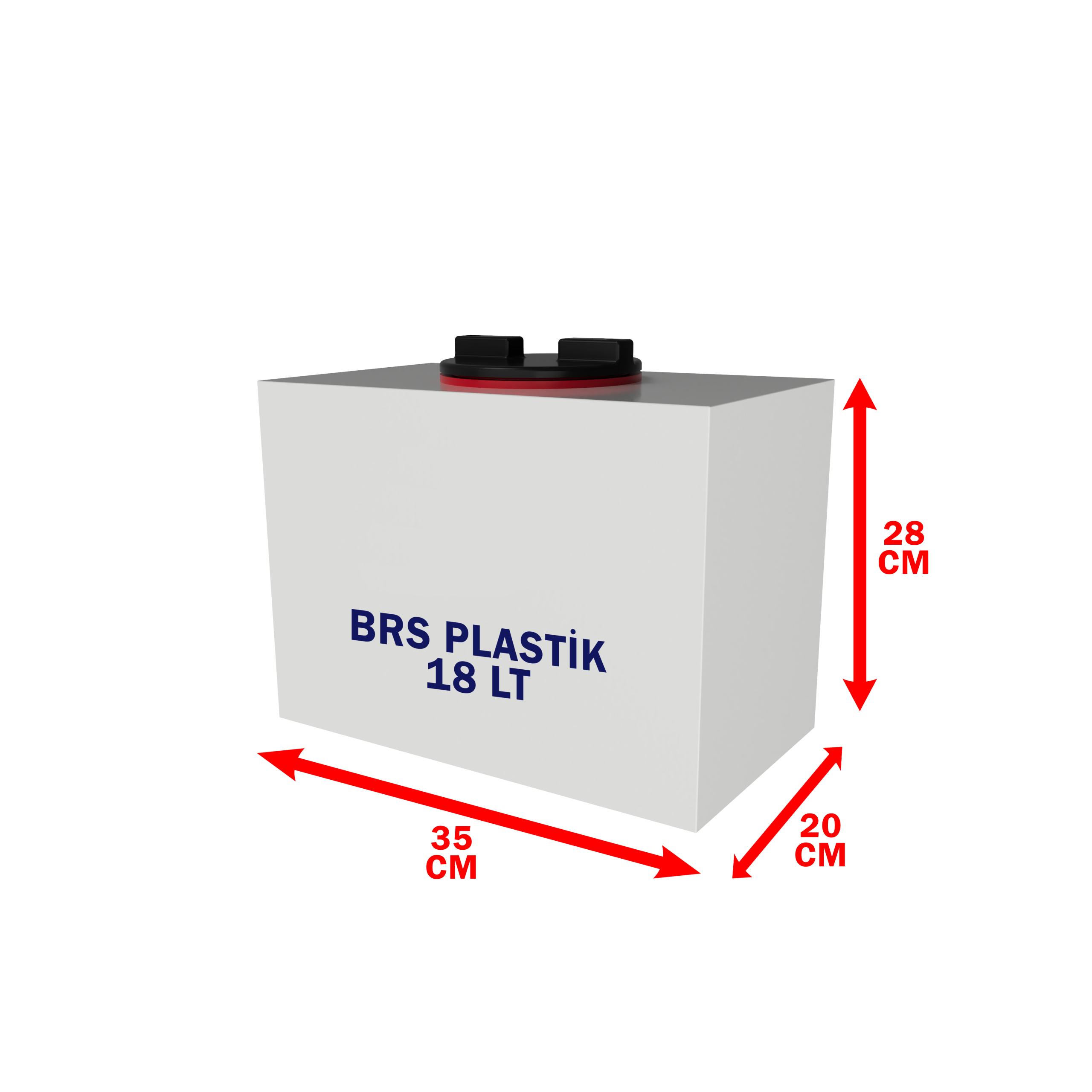 18 Litre Kare Plastik Su Deposu Beyaz