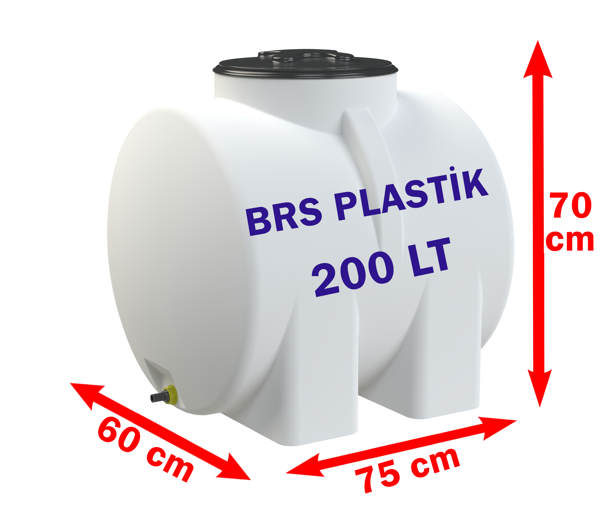 200 Litre Yatay Plastik Su Deposu