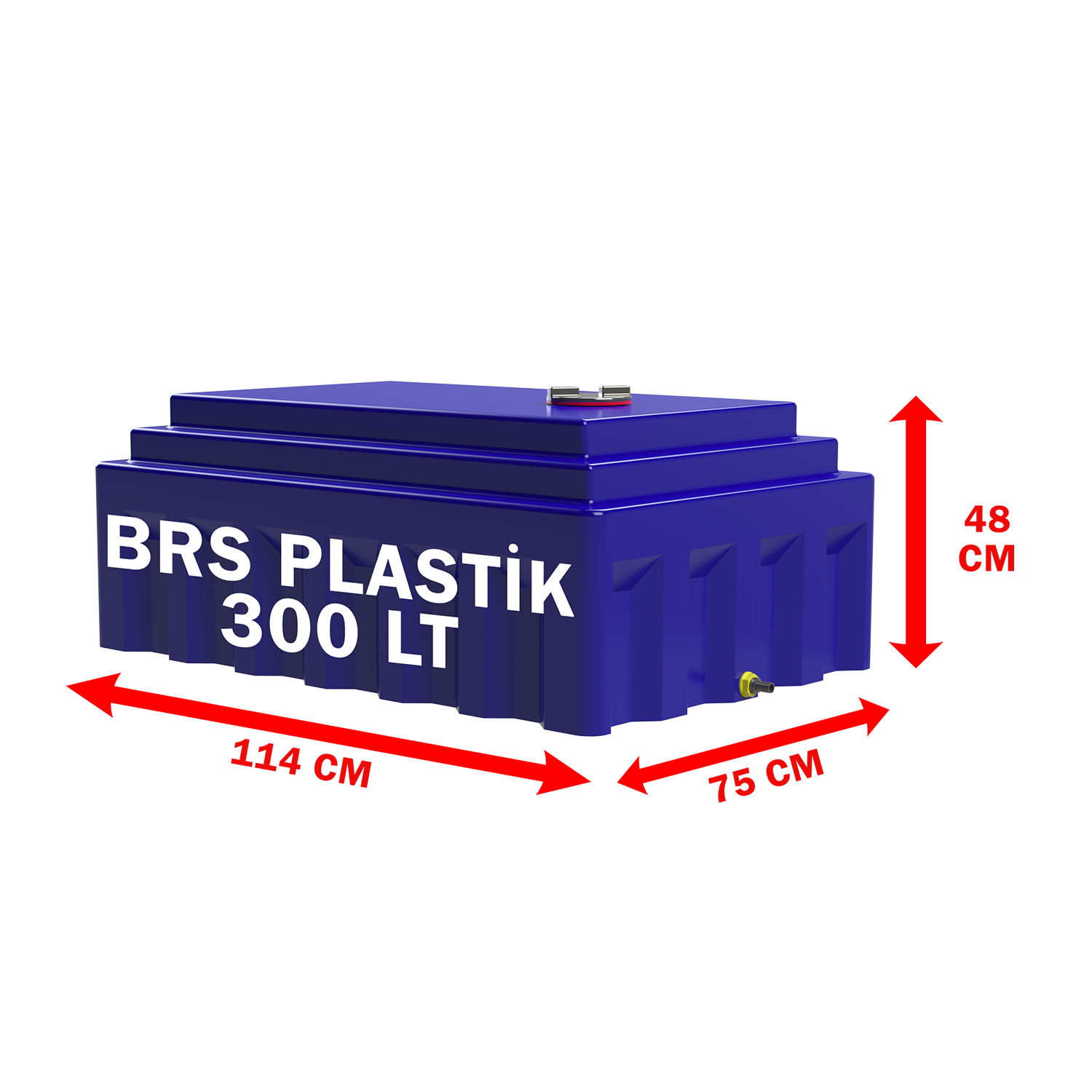300 Litre Kare Plastik Su Deposu Mavi